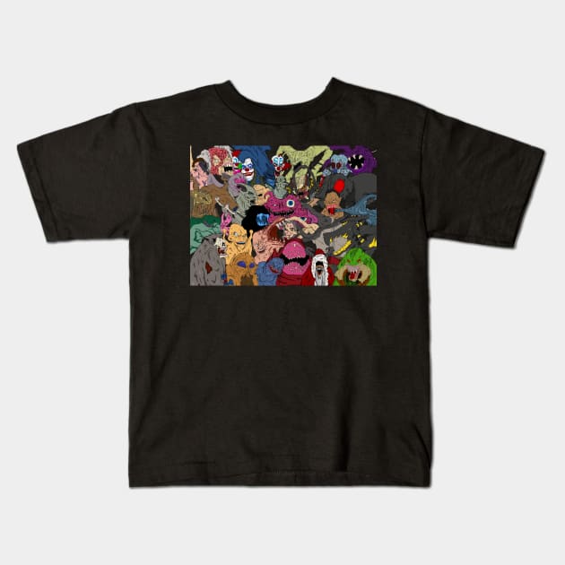 the Mega Monster Mash Kids T-Shirt by Movie Timelines